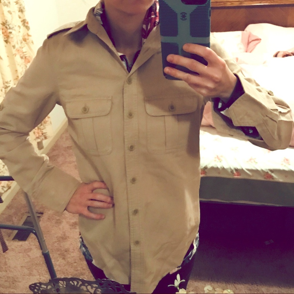 Zadig & Voltaire khaki button up top medium